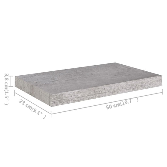 Wandschap zwevend 50x23x3,8 cm MDF betongrijs MeubelReus