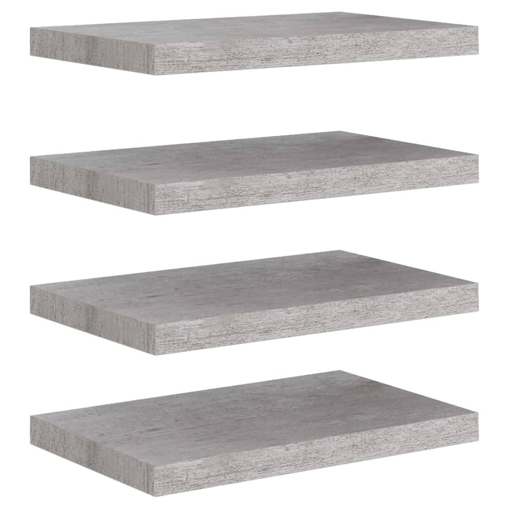 Wandschappen zwevend 4 st 50x23x3,8 cm MDF betongrijs MeubelReus