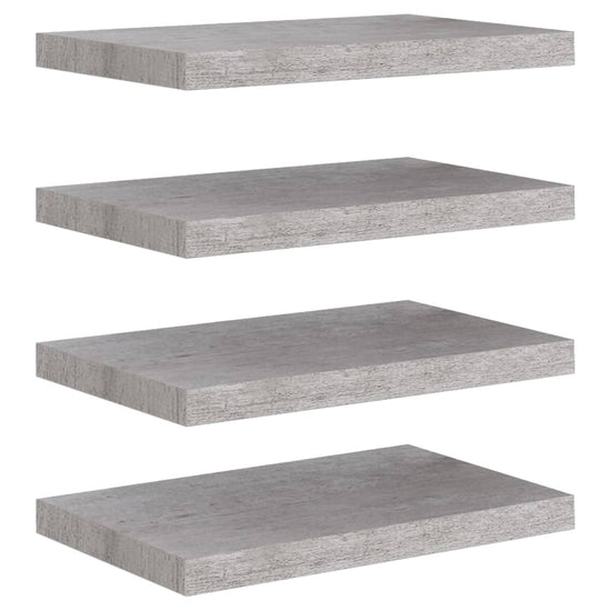 Wandschappen zwevend 4 st 50x23x3,8 cm MDF betongrijs MeubelReus