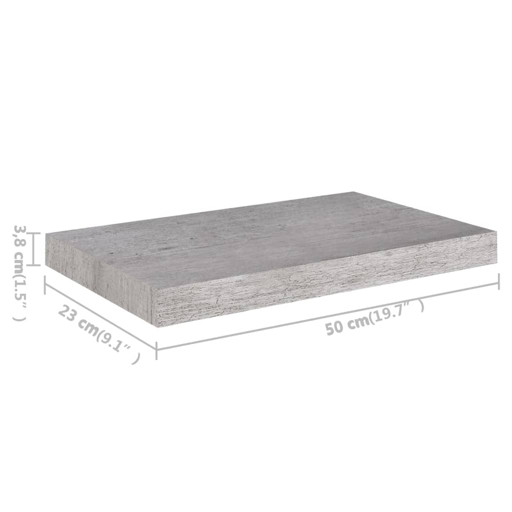 Wandschappen zwevend 4 st 50x23x3,8 cm MDF betongrijs MeubelReus