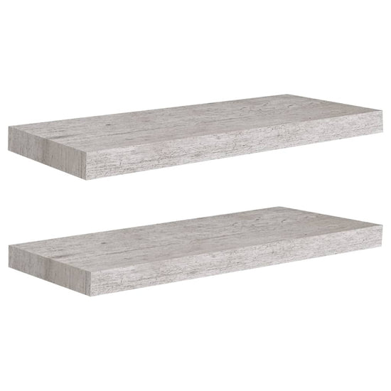 Wandschappen zwevend 2 st 60x23,5x3,8 cm MDF betongrijs MeubelReus