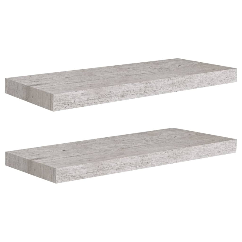 Wandschappen zwevend 2 st 60x23,5x3,8 cm MDF betongrijs MeubelReus