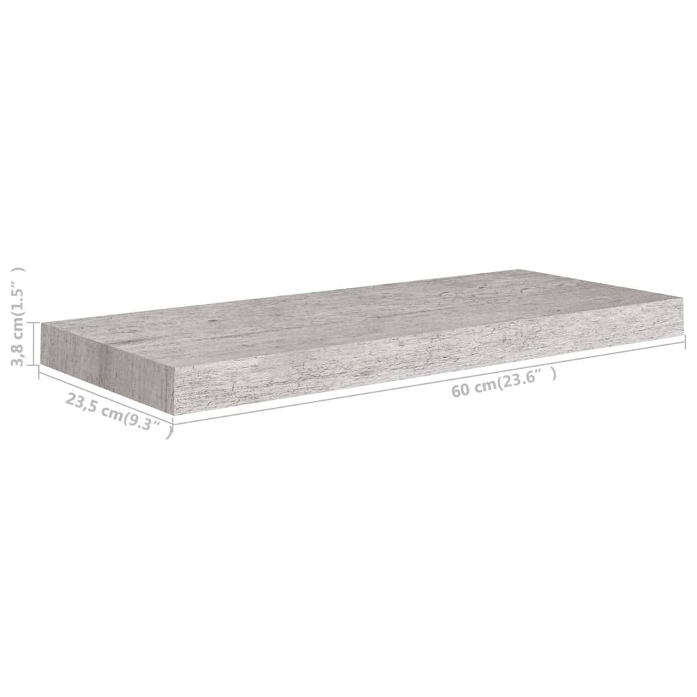 Wandschappen zwevend 4 st 60x23,5x3,8 cm MDF betongrijs MeubelReus