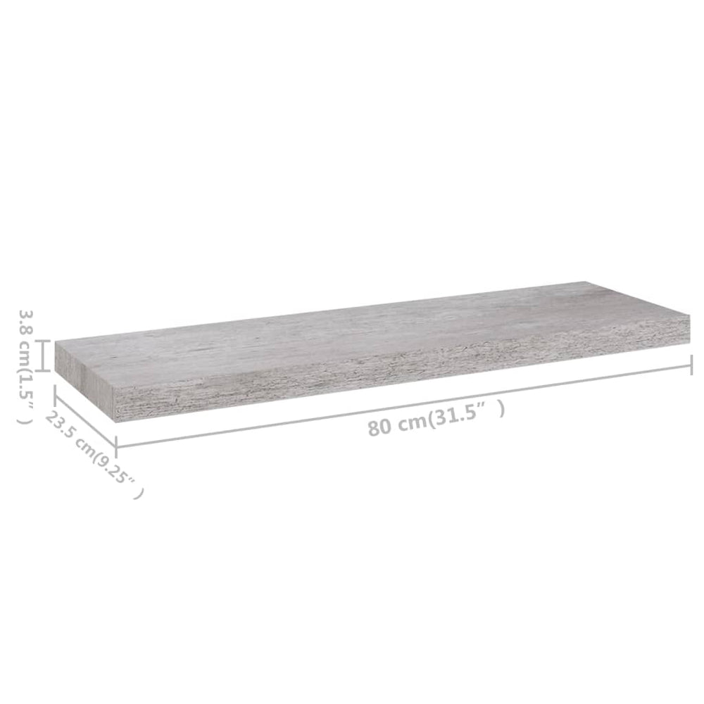 Wandschappen zwevend 4 st 80x23,5x3,8 cm MDF betongrijs MeubelReus