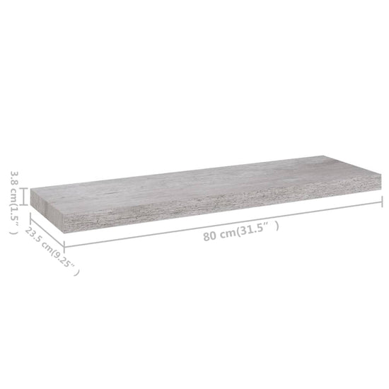 Wandschappen zwevend 4 st 80x23,5x3,8 cm MDF betongrijs MeubelReus