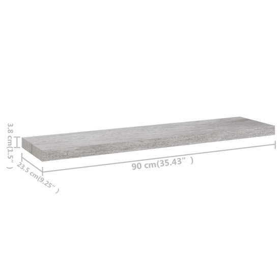 Wandschappen zwevend 4 st 90x23,5x3,8 cm MDF betongrijs MeubelReus