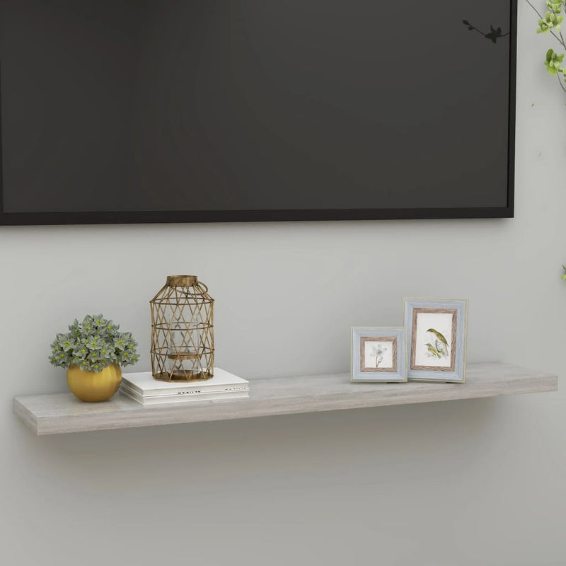 Wandschap zwevend 120x23,5x3,8 cm MDF betongrijs MeubelReus