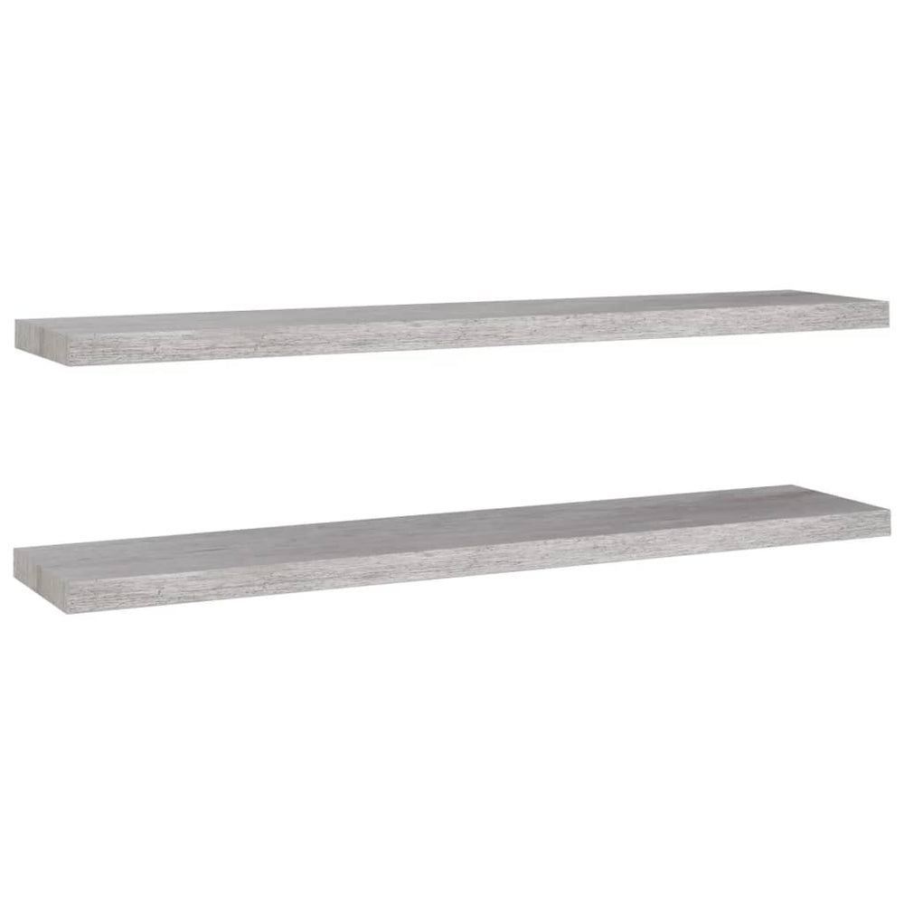 Wandschappen zwevend 2 st 120x23,5x3,8 cm MDF betongrijs MeubelReus