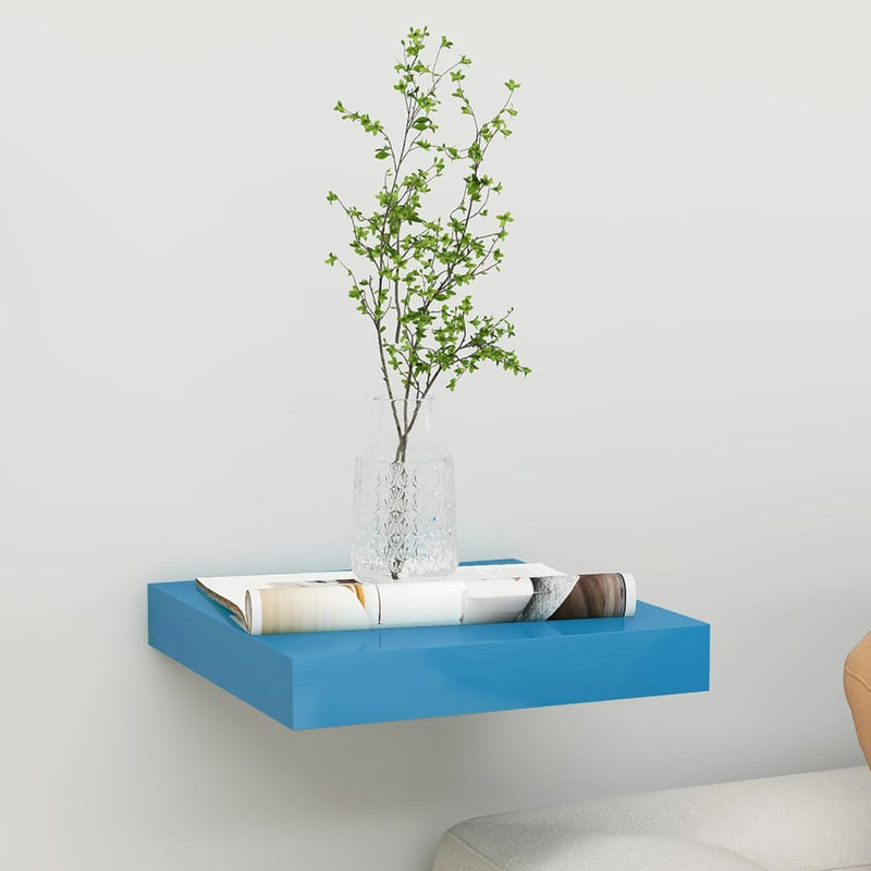 Wandschap zwevend 23x23,5x3,8 cm MDF blauw MeubelReus