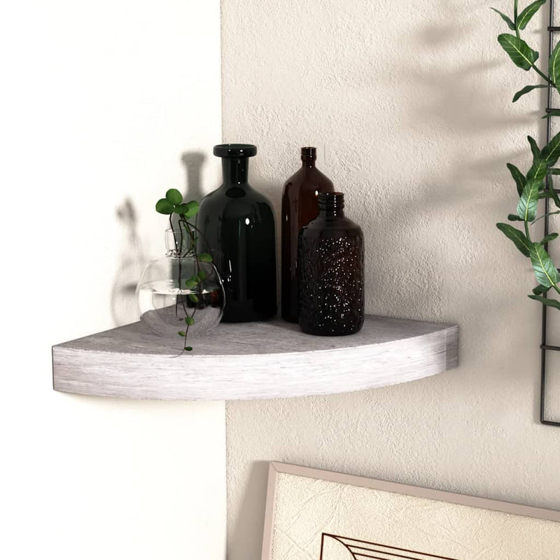 Hoekwandschap 25x25x3,8 cm MDF betongrijs MeubelReus