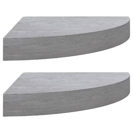 Hoekwandschappen 2 st 25x25x3,8 cm MDF betongrijs MeubelReus