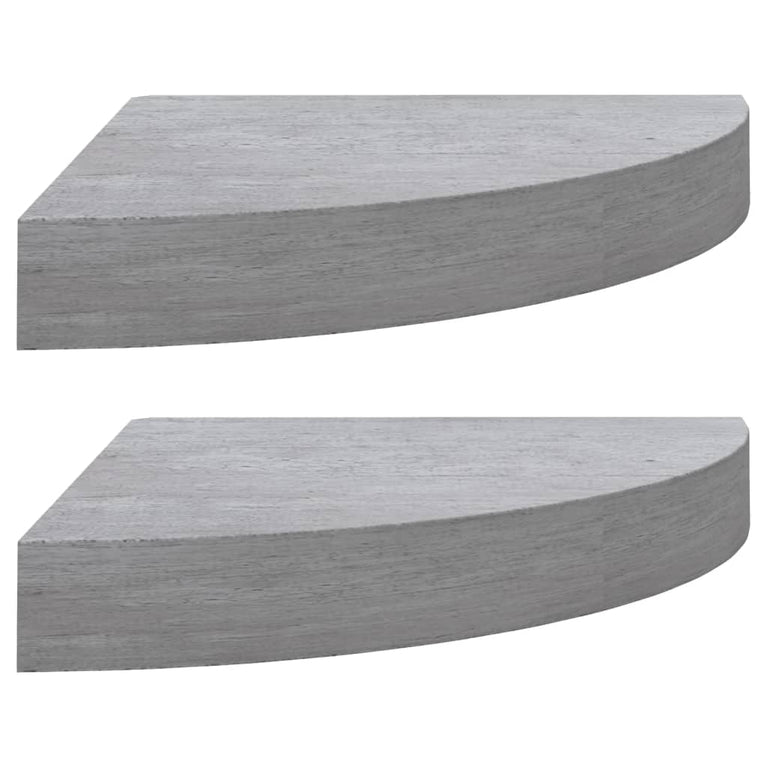 Hoekwandschappen 2 st 25x25x3,8 cm MDF betongrijs MeubelReus