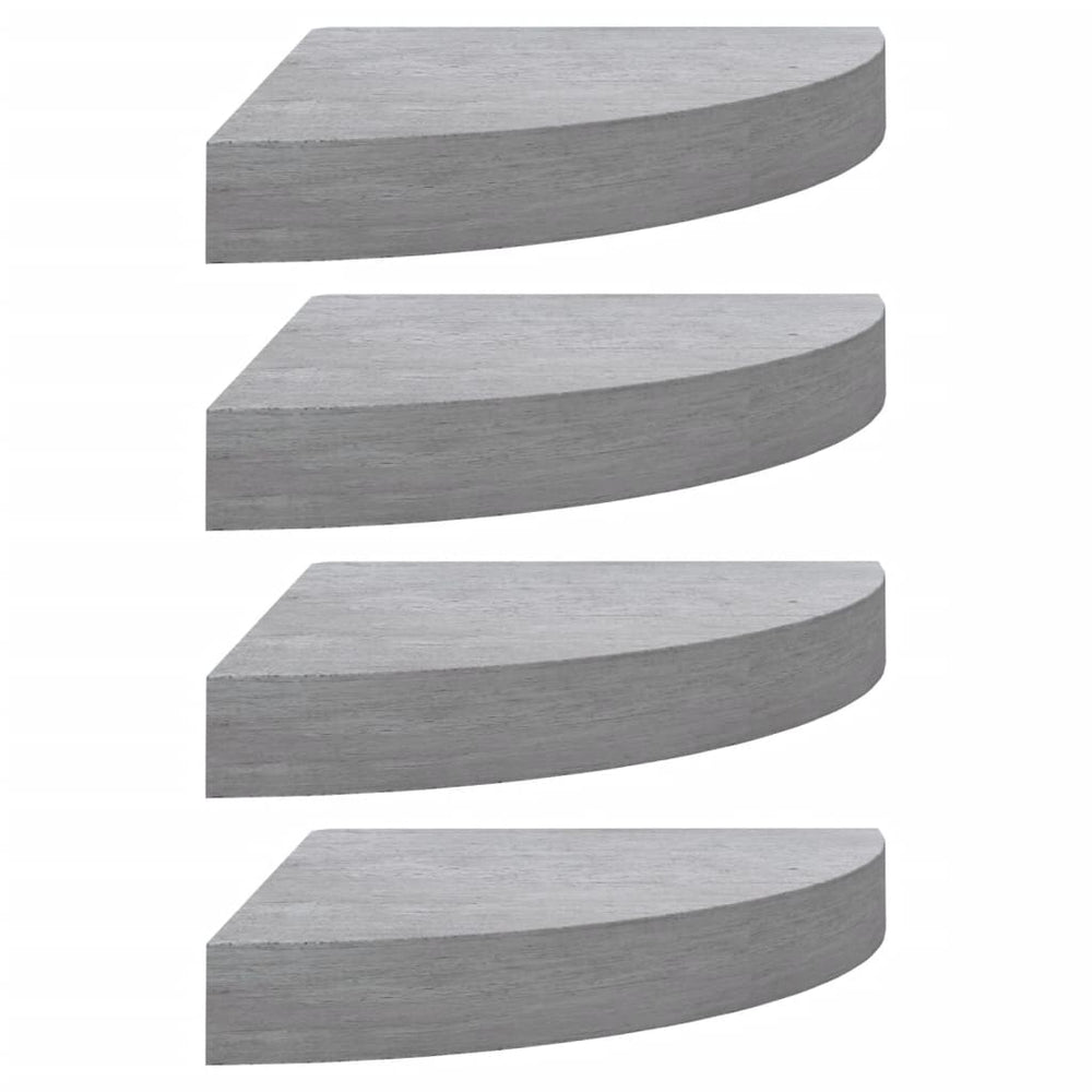 Hoekwandschappen 4 st 25x25x3,8 cm MDF betongrijs MeubelReus