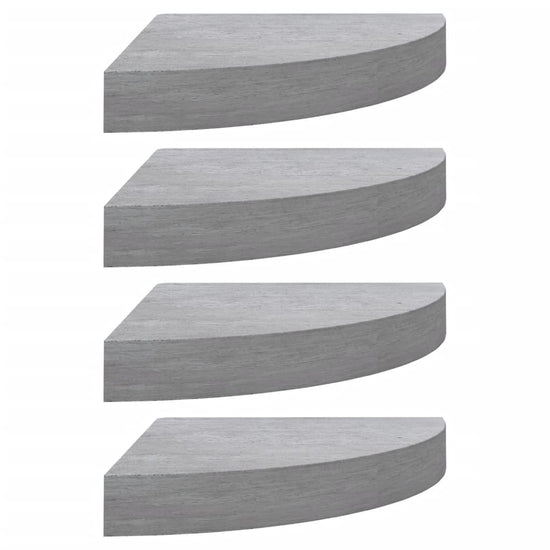 Hoekwandschappen 4 st 25x25x3,8 cm MDF betongrijs MeubelReus