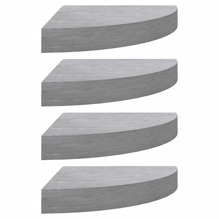 Hoekwandschappen 4 st 25x25x3,8 cm MDF betongrijs MeubelReus