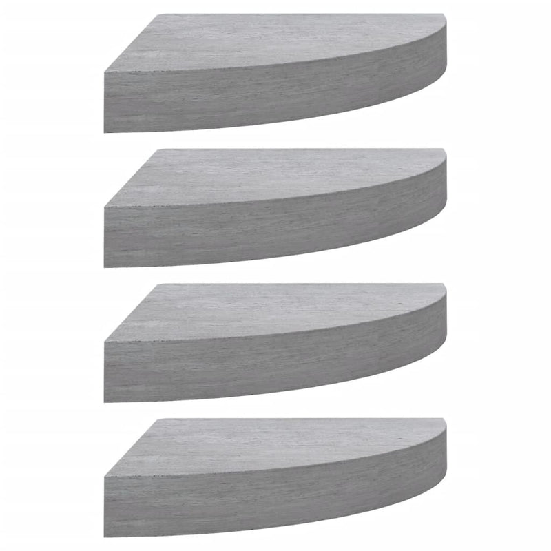 Hoekwandschappen 4 st 25x25x3,8 cm MDF betongrijs MeubelReus