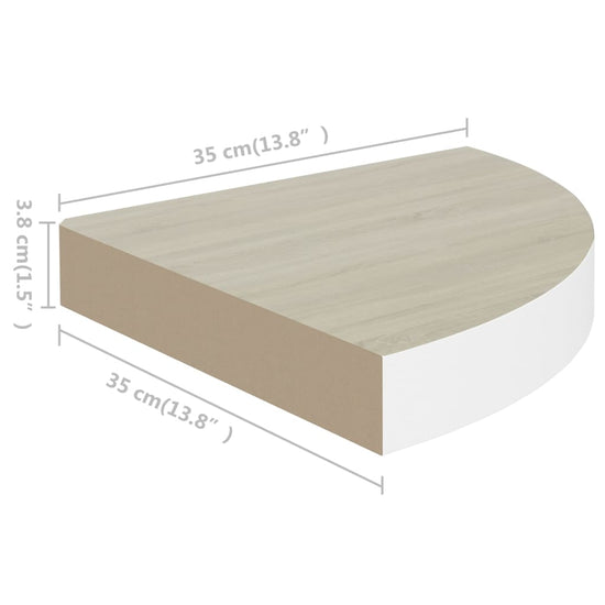 Hoekwandschappen 2 st 35x35x3,8 cm MDF eikenkleurig en wit MeubelReus