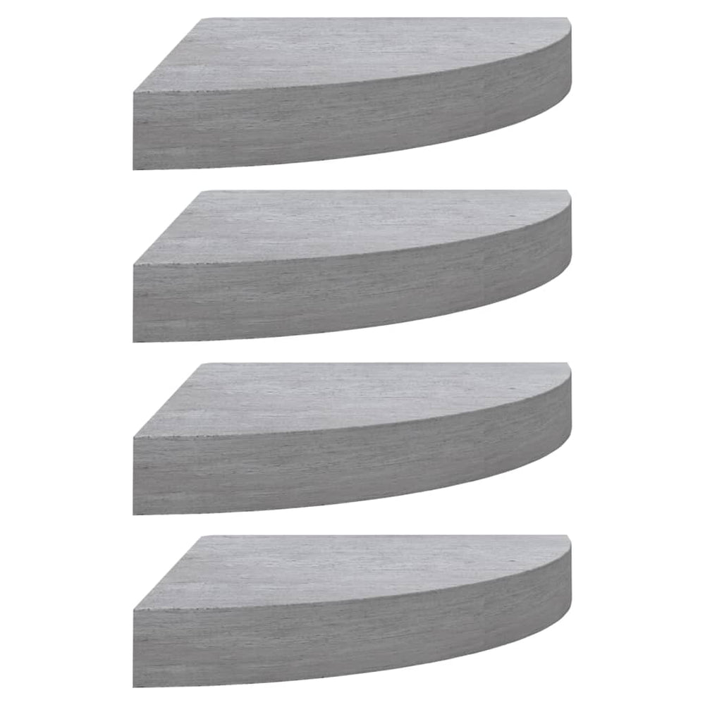 Hoekwandschappen 4 st 35x35x3,8 cm MDF betongrijs MeubelReus