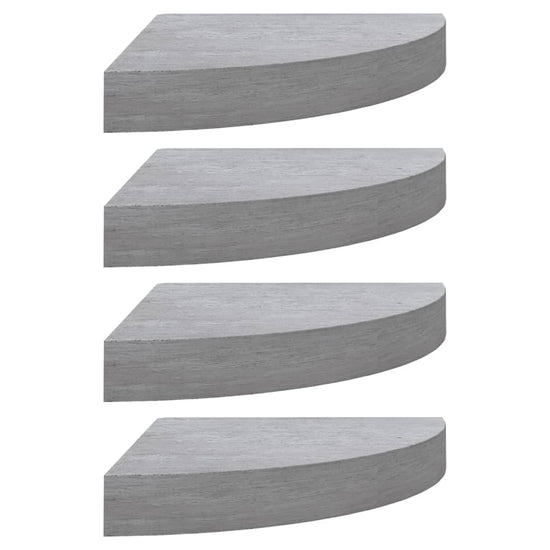 Hoekwandschappen 4 st 35x35x3,8 cm MDF betongrijs MeubelReus