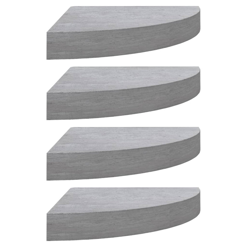 Hoekwandschappen 4 st 35x35x3,8 cm MDF betongrijs MeubelReus