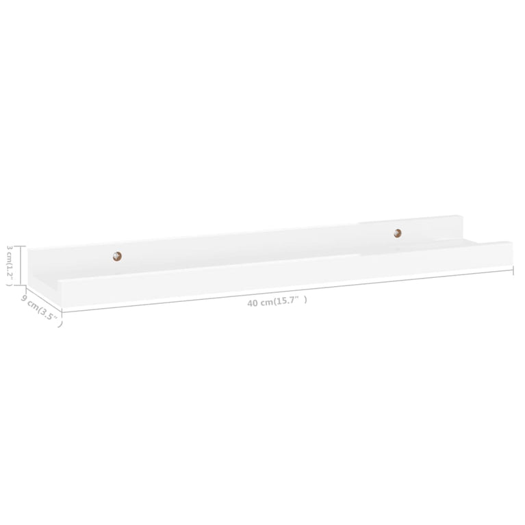 Wandschappen 2 st 40x9x3 cm hoogglans wit MeubelReus
