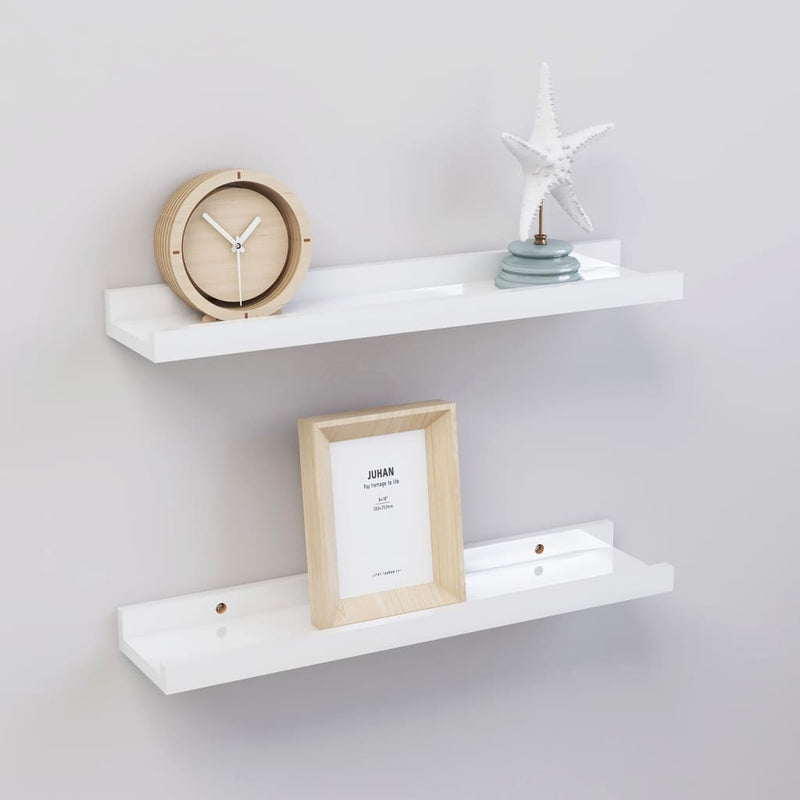 Wandschappen 2 st 40x9x3 cm hoogglans wit MeubelReus