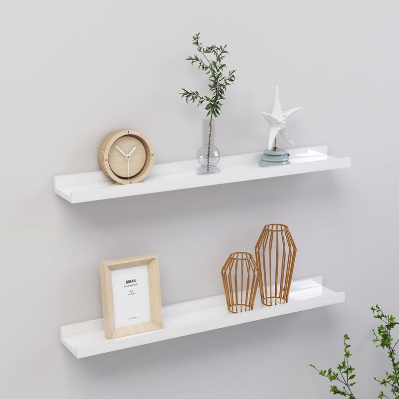 Wandschappen 2 st 60x9x3 cm hoogglans wit MeubelReus