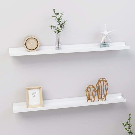 Wandschappen 2 st 80x9x3 cm hoogglans wit MeubelReus