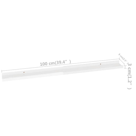 Wandschappen 2 st 100x9x3 cm hoogglans wit MeubelReus