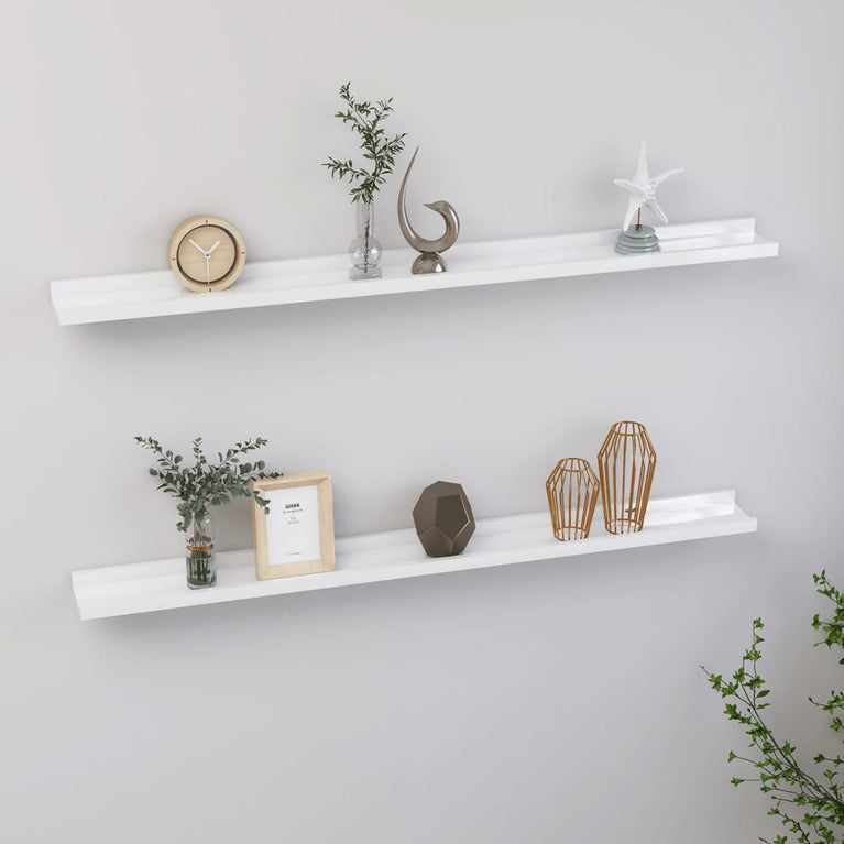 Wandschappen 2 st 100x9x3 cm hoogglans wit MeubelReus
