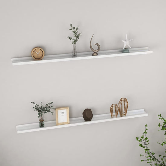 Wandschappen 2 st 115x9x3 cm hoogglans wit MeubelReus