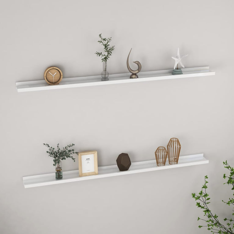 Wandschappen 2 st 115x9x3 cm hoogglans wit MeubelReus