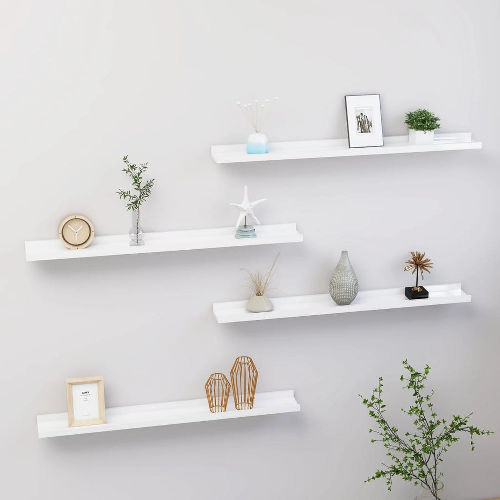 Wandschappen 4 st 80x9x3 cm hoogglans wit MeubelReus