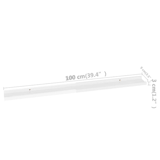 Wandschappen 4 st 100x9x3 cm hoogglans wit MeubelReus