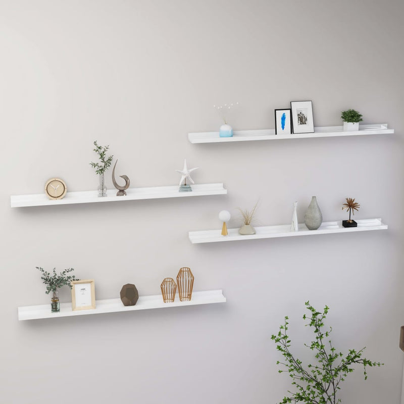 Wandschappen 4 st 100x9x3 cm hoogglans wit MeubelReus