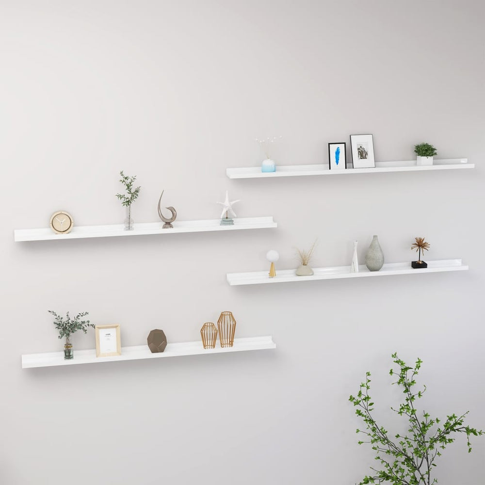 Wandschappen 4 st 115x9x3 cm hoogglans wit MeubelReus