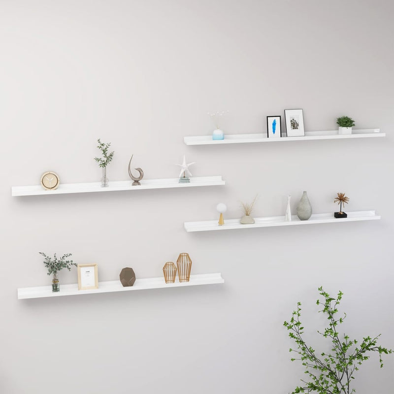 Wandschappen 4 st 115x9x3 cm hoogglans wit MeubelReus