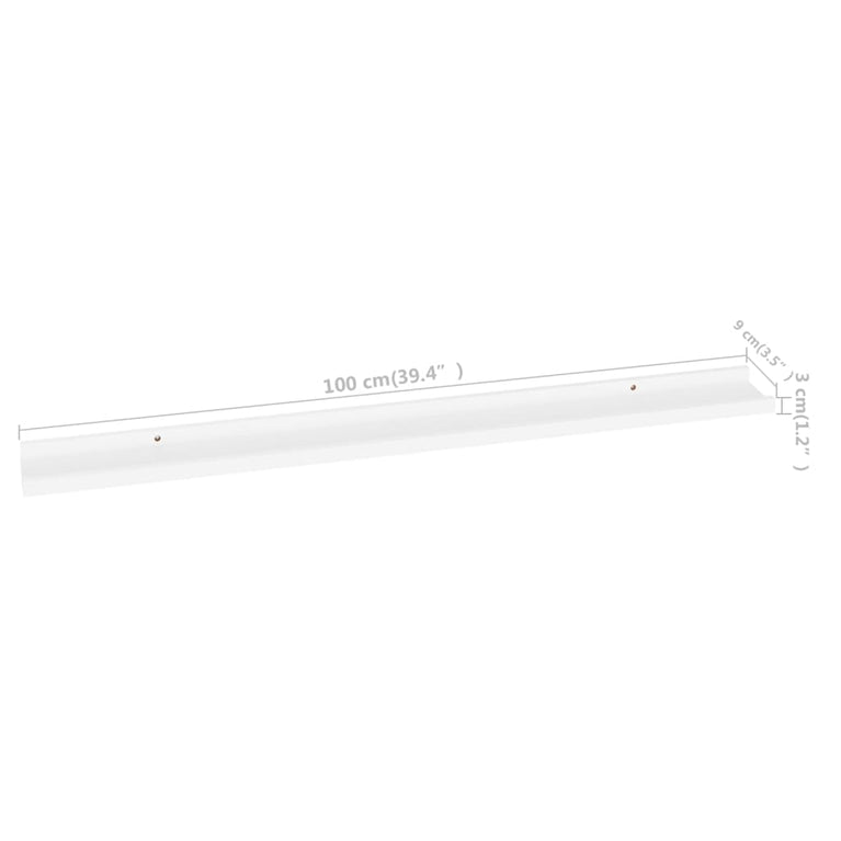 Wandschappen 2 st 100x9x3 cm wit MeubelReus
