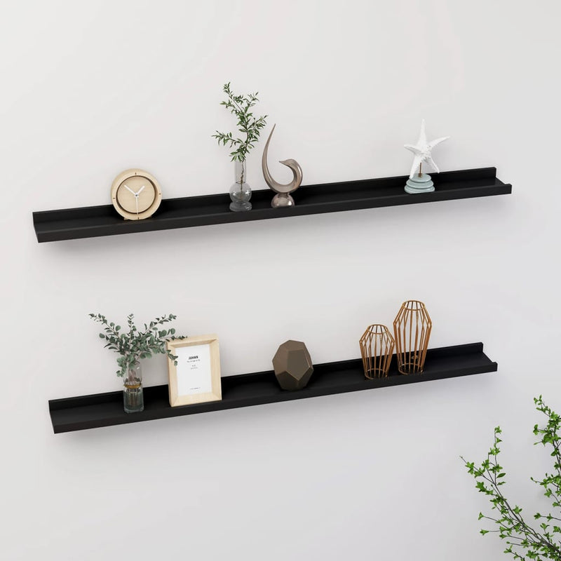 Wandschappen 2 st 100x9x3 cm zwart MeubelReus