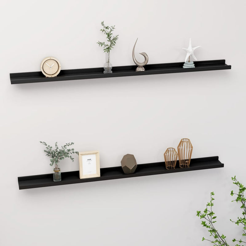 Wandschappen 2 st 115x9x3 cm zwart MeubelReus