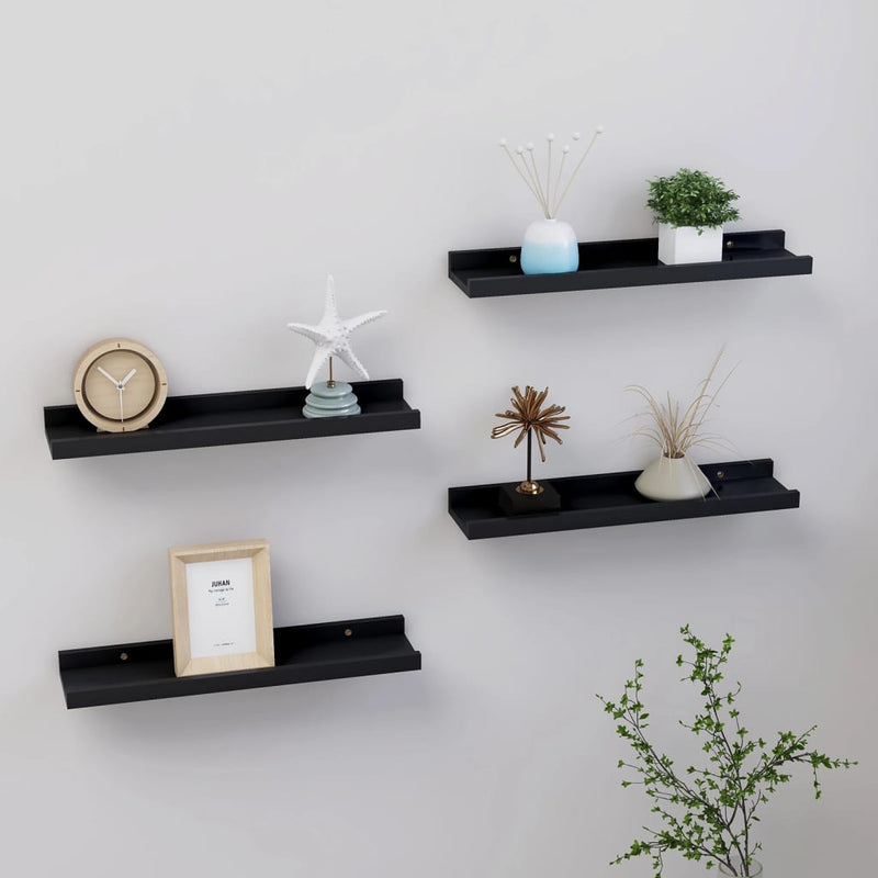 Wandschappen 4 st 40x9x3 cm zwart MeubelReus