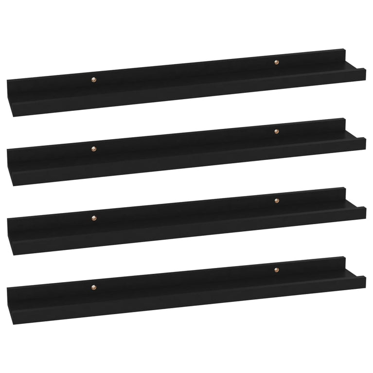 Wandschappen 4 st 60x9x3 cm zwart MeubelReus