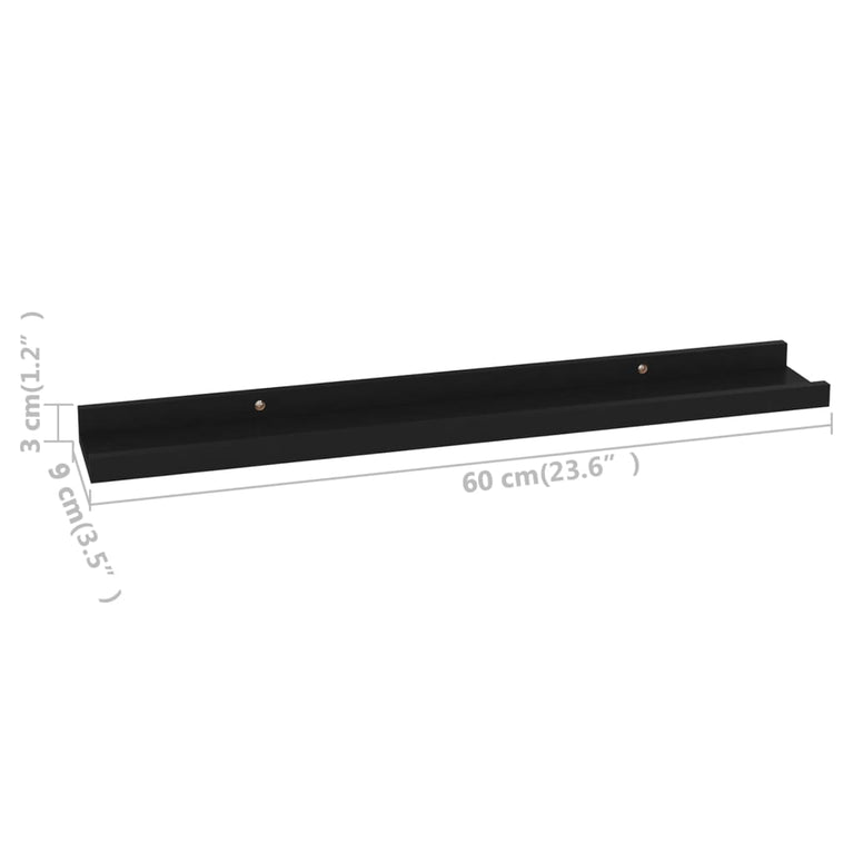 Wandschappen 4 st 60x9x3 cm zwart MeubelReus