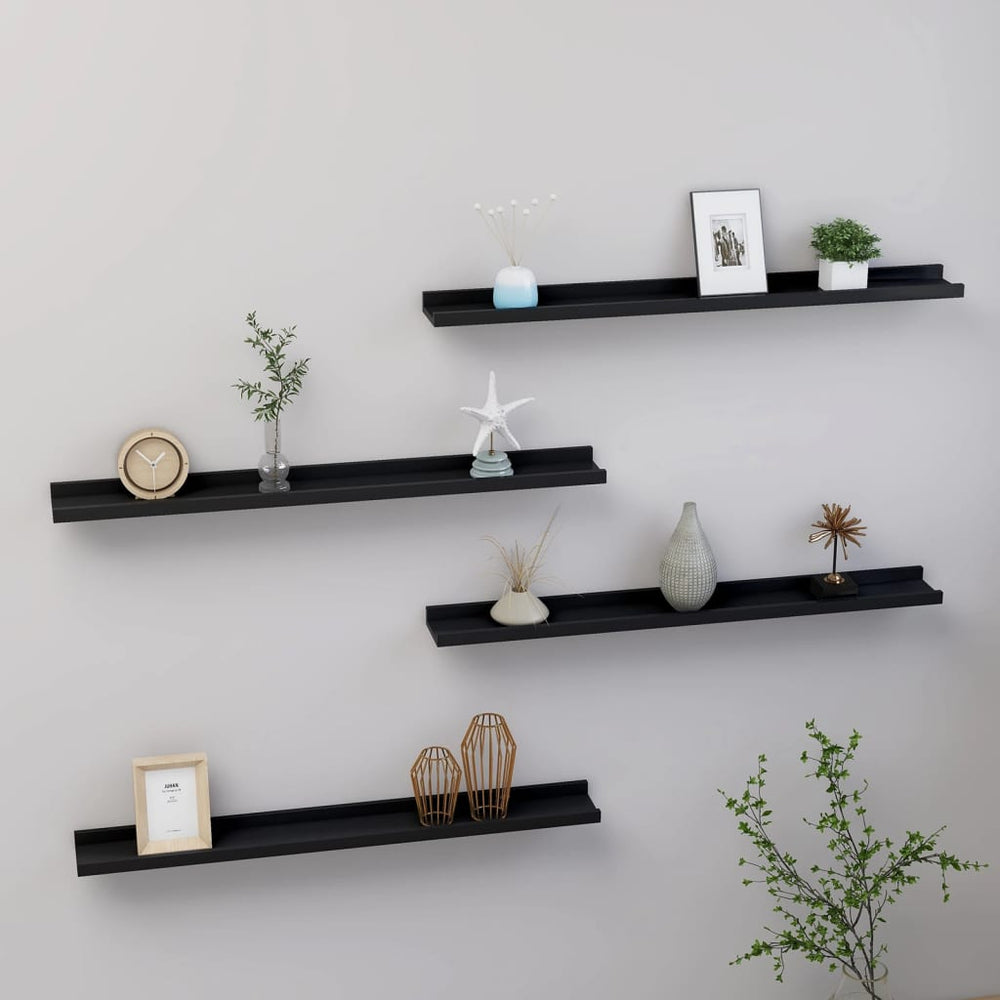Wandschappen 4 st 80x9x3 cm zwart MeubelReus