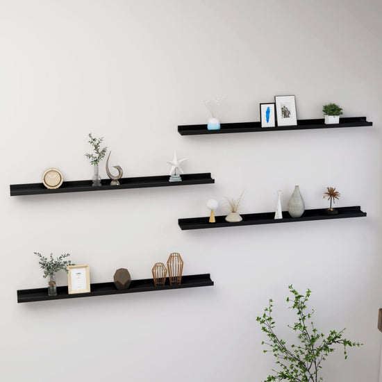 Wandschappen 4 st 100x9x3 cm zwart MeubelReus