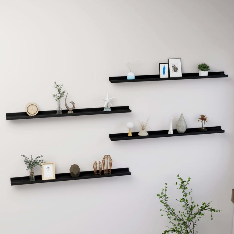 Wandschappen 4 st 100x9x3 cm zwart MeubelReus