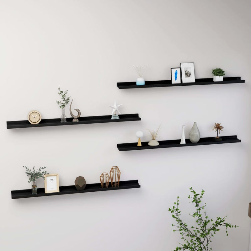 Wandschappen 4 st 100x9x3 cm zwart MeubelReus
