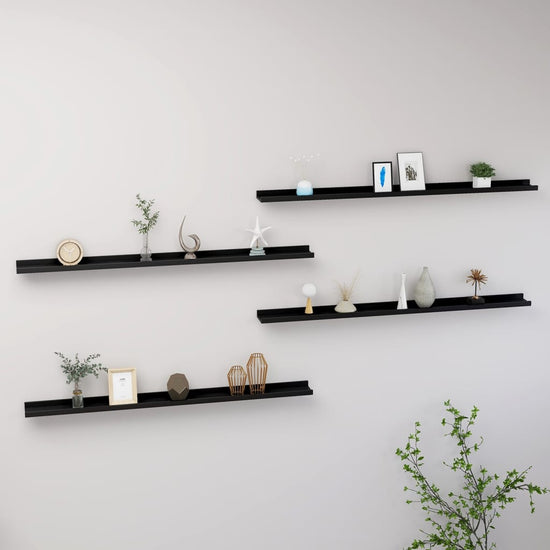 Wandschappen 4 st 115x9x3 cm zwart MeubelReus