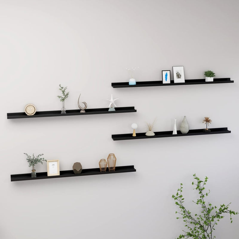Wandschappen 4 st 115x9x3 cm zwart MeubelReus