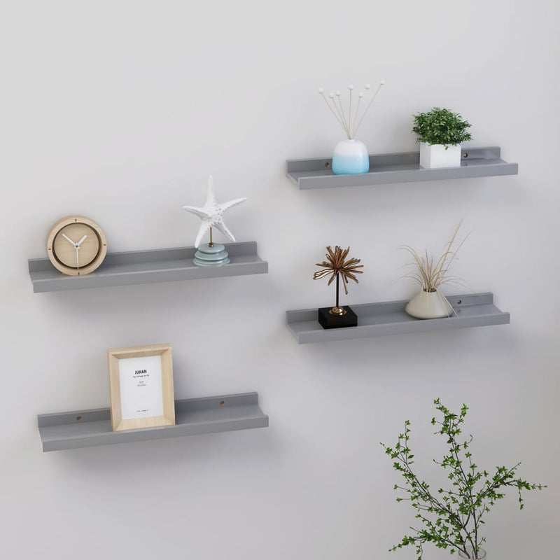 Wandschappen 4 st 40x9x3 cm grijs MeubelReus